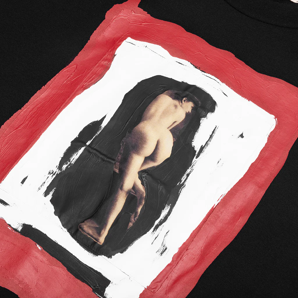 Cotton T-Shirt with Mended Patch - Black - Image 3