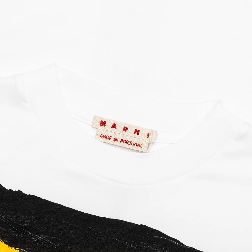 Painted On Collage Yellow Logo T-Shirt - Lily White - Image 3