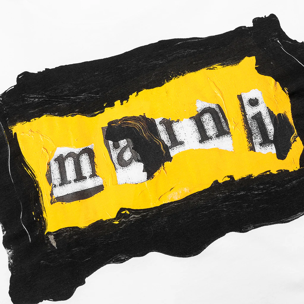 Painted On Collage Yellow Logo T-Shirt - Lily White - Image 4