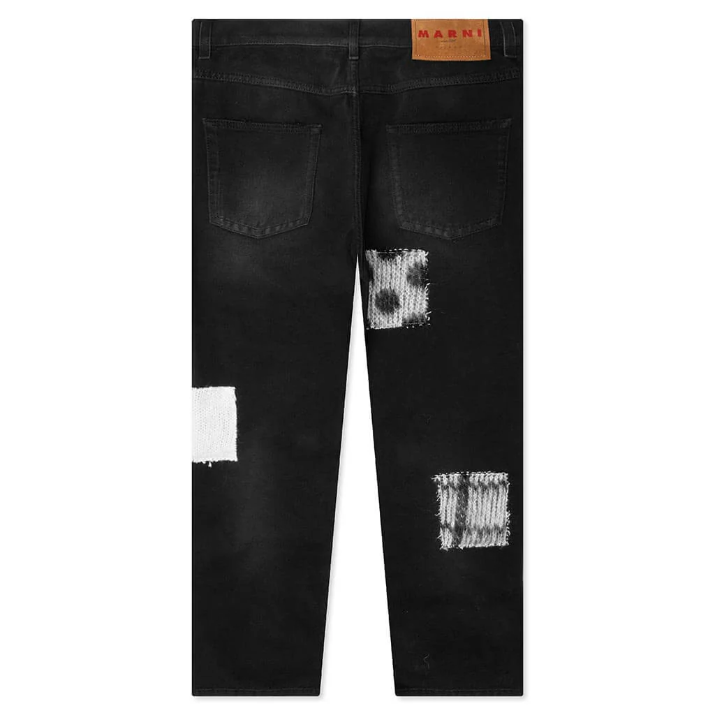 Bleached Cotton Patchwork Jeans - Black - Image 2