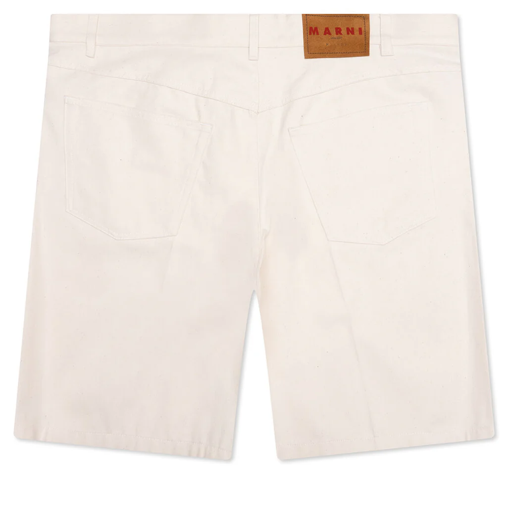 Cream Denim Shorts with Trunakaroo Plaque - Bone - Image 2