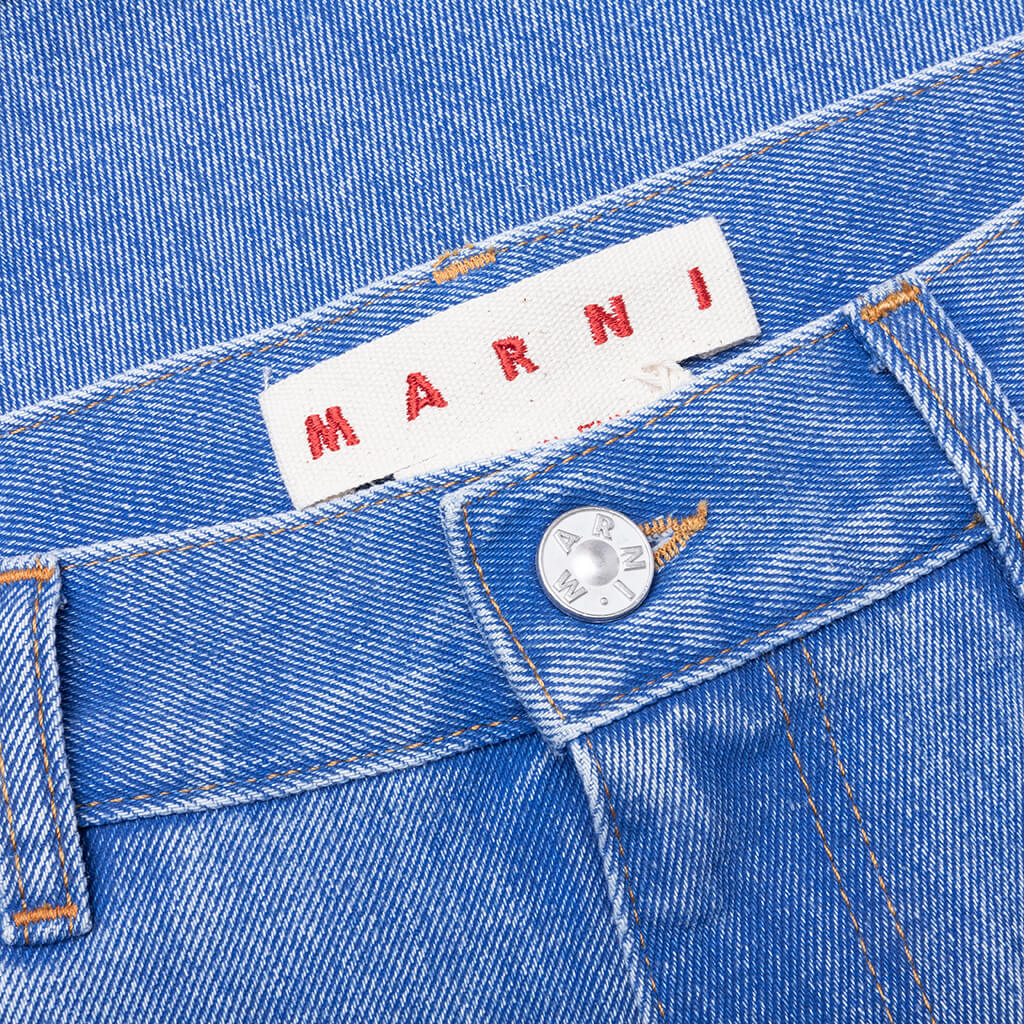 Wide Leg Blue Jeans With High Turn-Up - Cobalt - Image 6