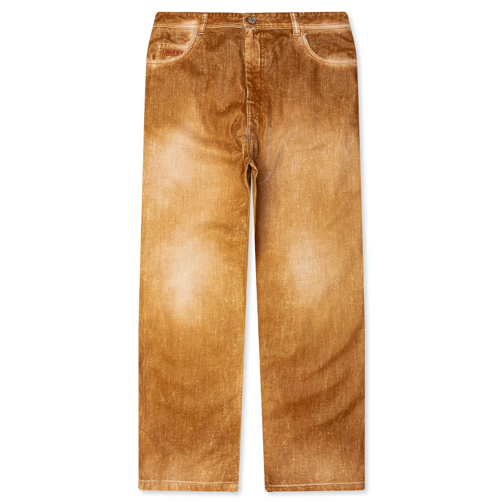 Garment Dyed Flock Denim Trousers - Moccasin