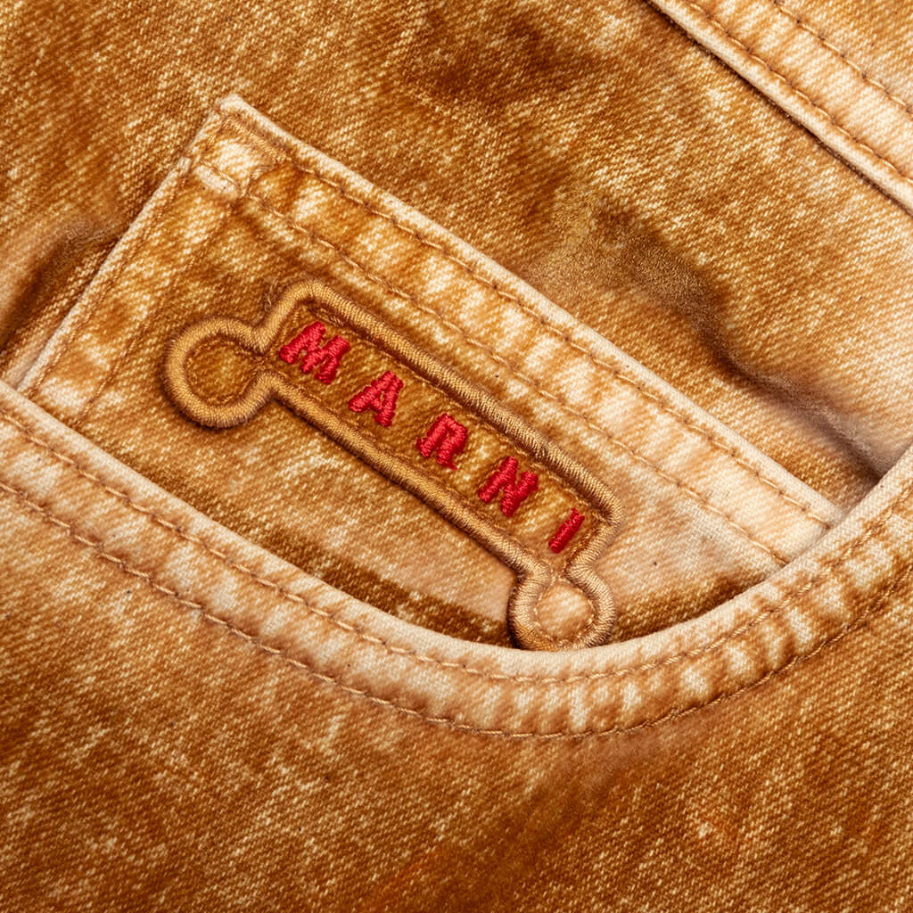 Garment Dyed Flock Denim Trousers - Moccasin - Image 3