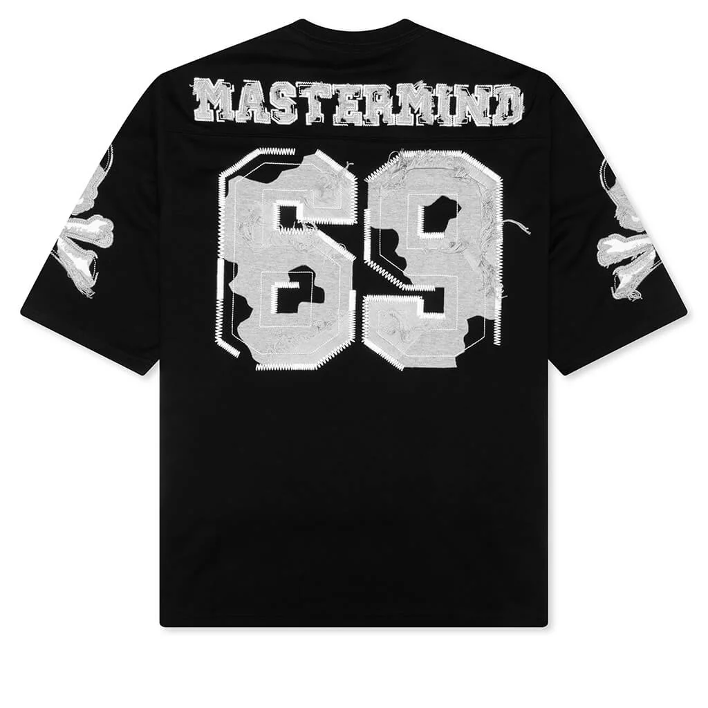 "69” Distressed Patch Half Sleeve Tee - Black - Image 2