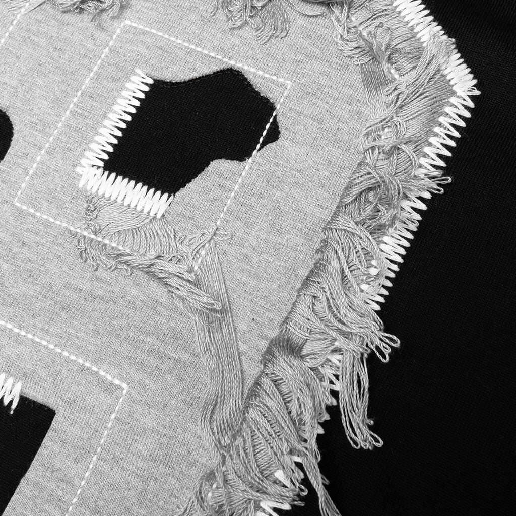 "69” Distressed Patch Half Sleeve Tee - Black - Image 3