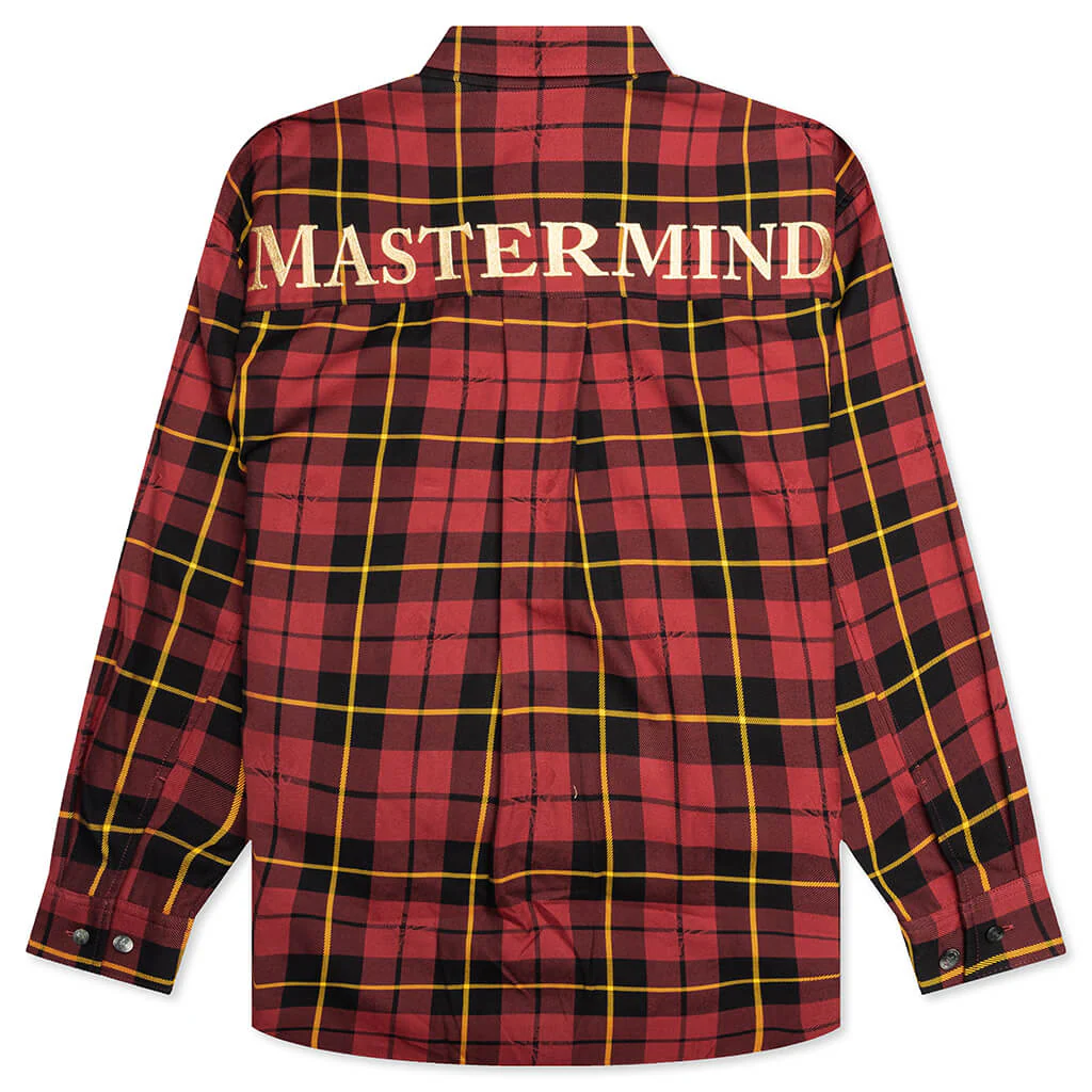Plaid Long Sleeve Woven Shirt - Burgundy Plaid - Image 2