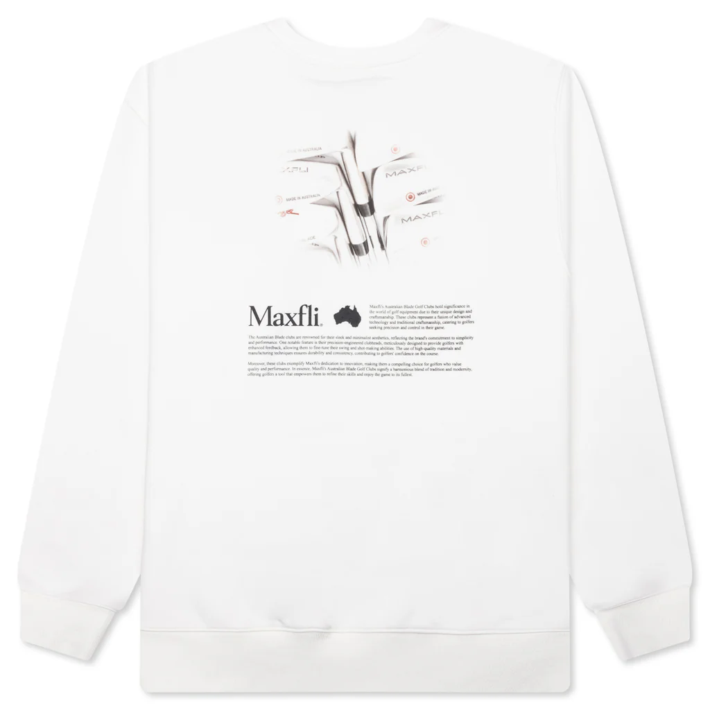 Metalwood x Maxfli Aussie Blade Crewneck Sweatshirt - White - Image 2