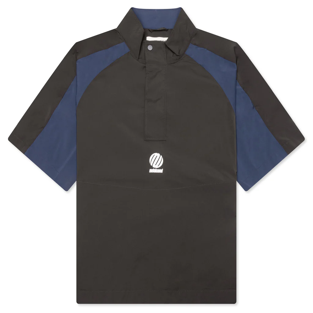 Short Sleeve Paneled Wind Shirt - Black/Navy