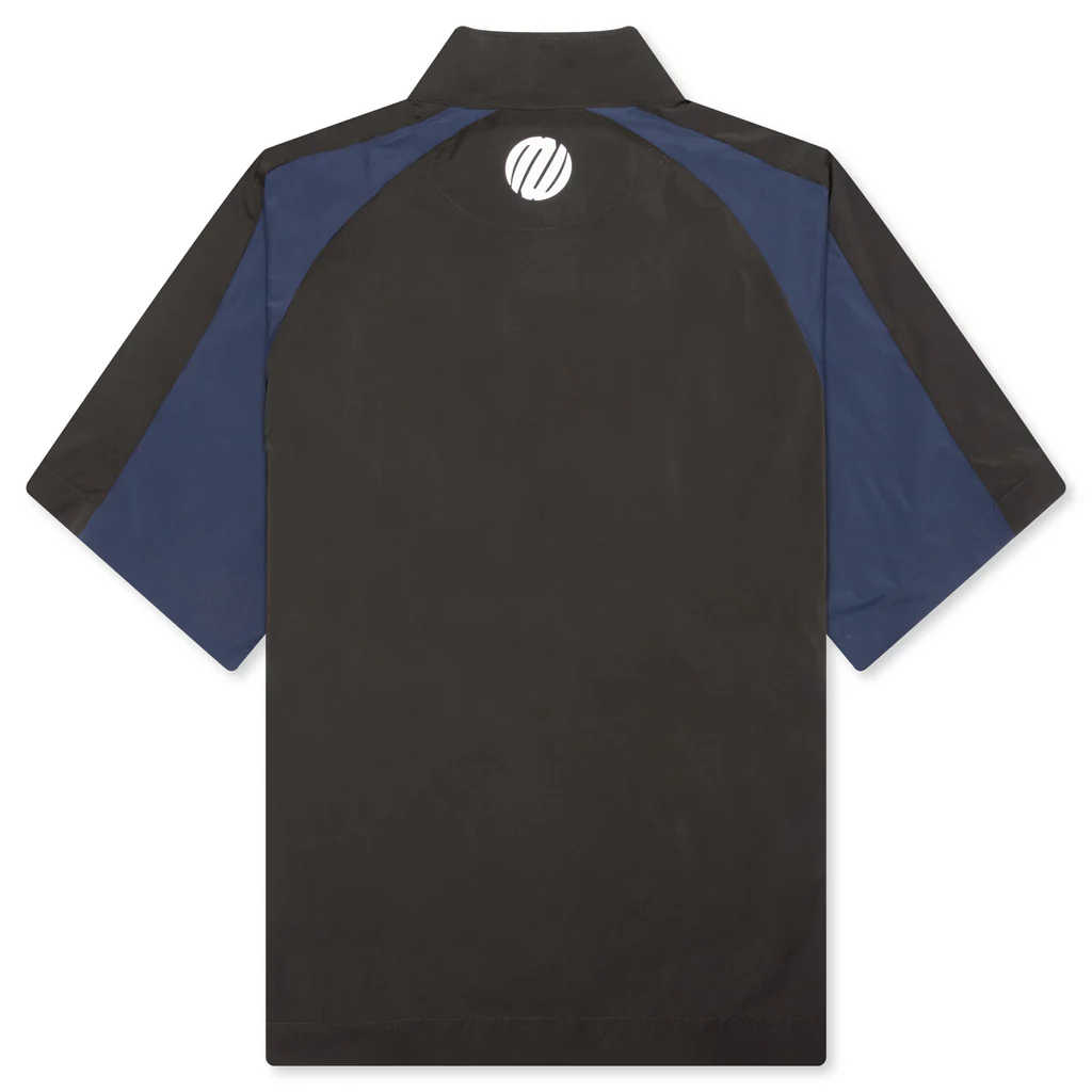 Short Sleeve Paneled Wind Shirt - Black/Navy - Image 2
