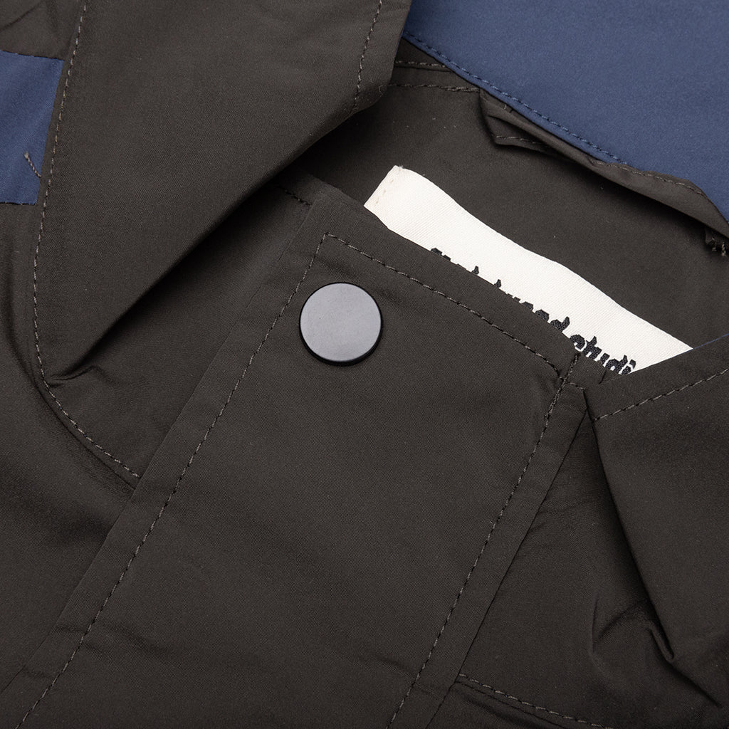 Short Sleeve Paneled Wind Shirt - Black/Navy - Image 3
