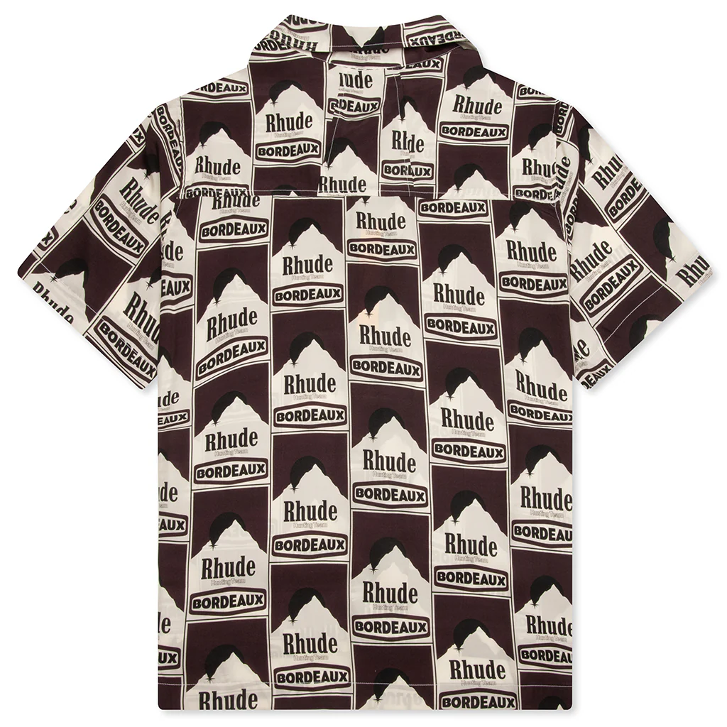 Moonlight Bordeaux Silk Shirt - Maroon/Off White - Image 2