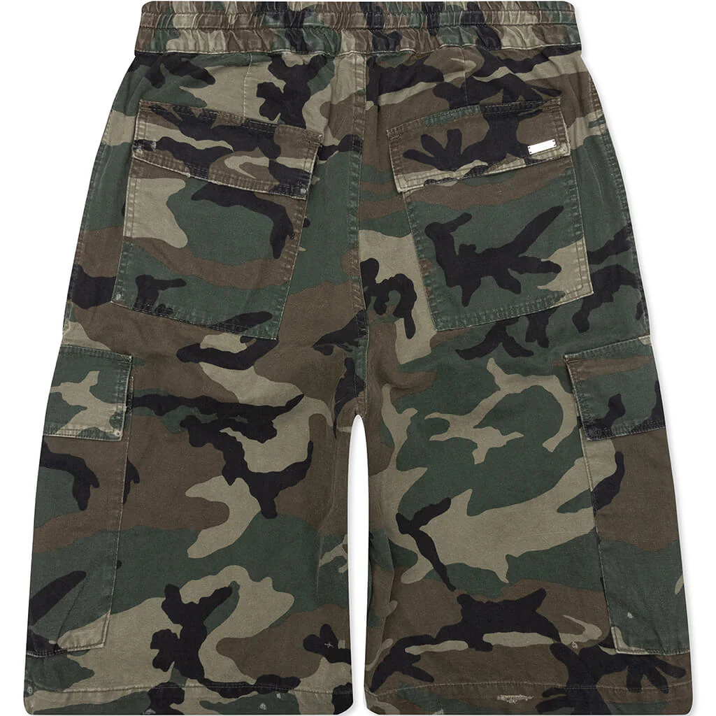 Camo Pleated Cargo Shorts - Camo - Image 2