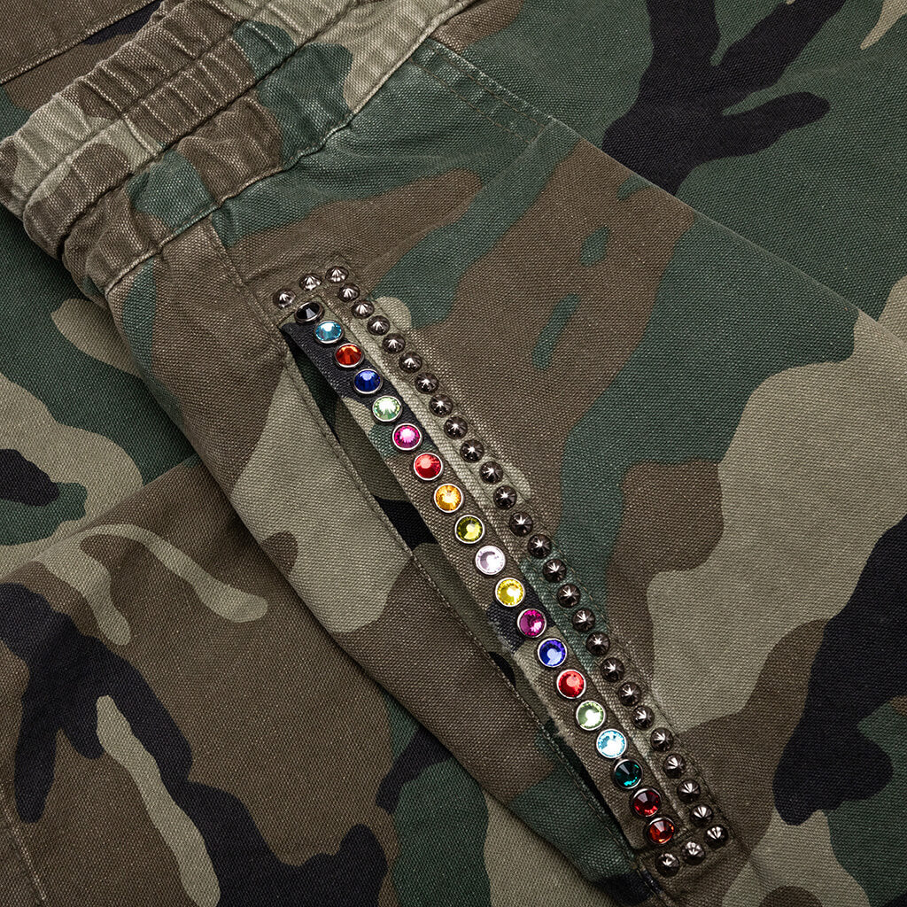Camo Pleated Cargo Shorts - Camo - Image 3