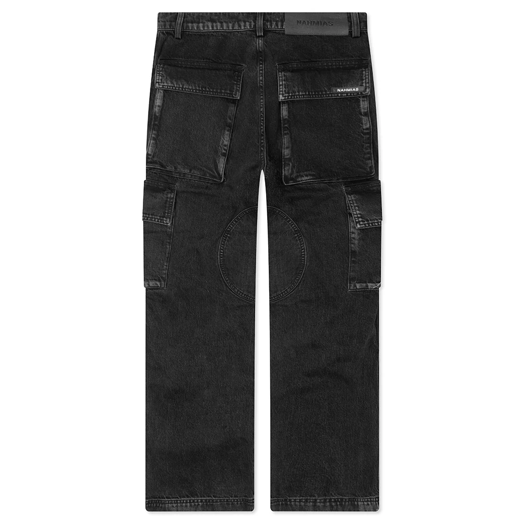 Denim Logo Cargos - Charcoal Wash - Image 2