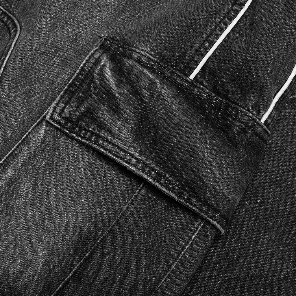 Denim Track Logo Cargo Pants - Dark Wash - Image 4