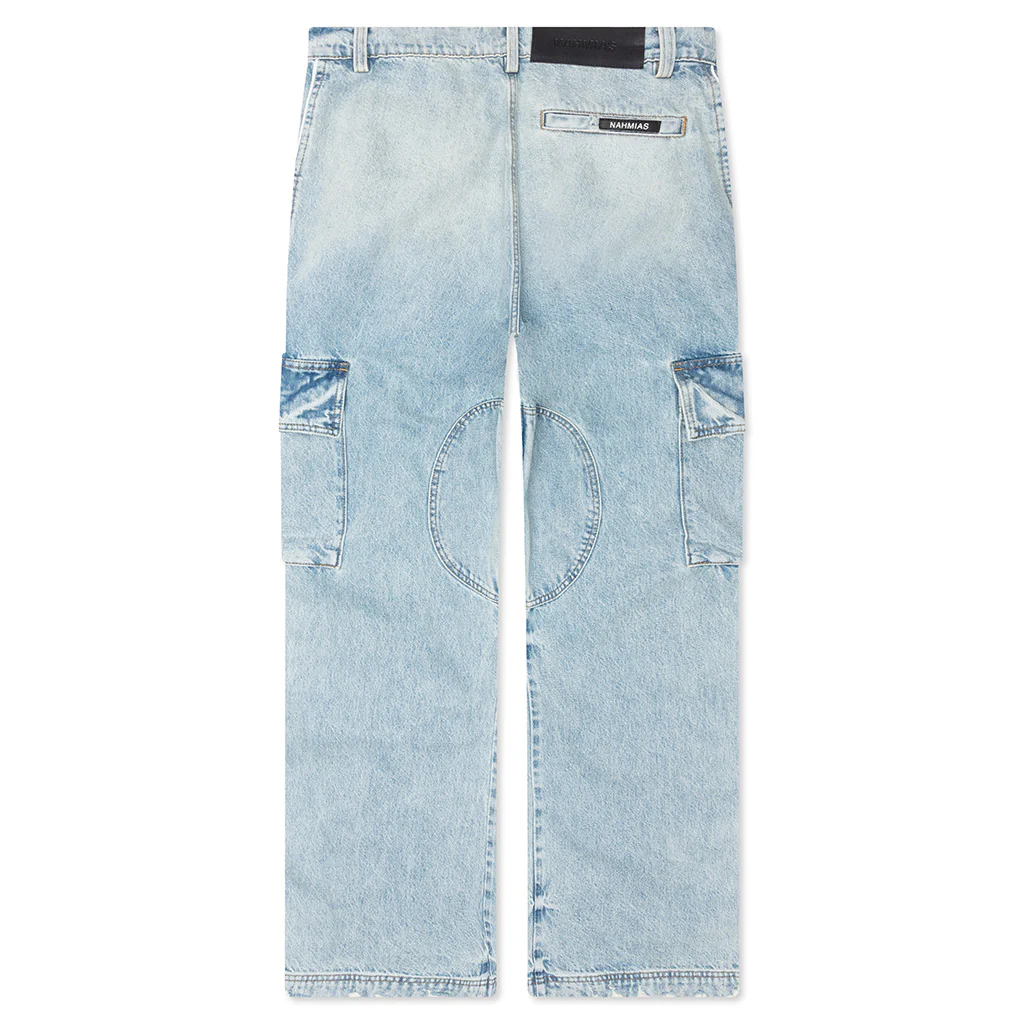 Denim Track Logo Cargos - Light Wash - Image 2