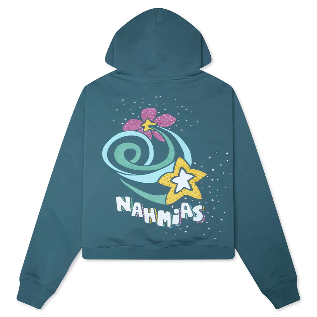 Flower Trip Crystal Hoodie - Steel Blue - Image 2