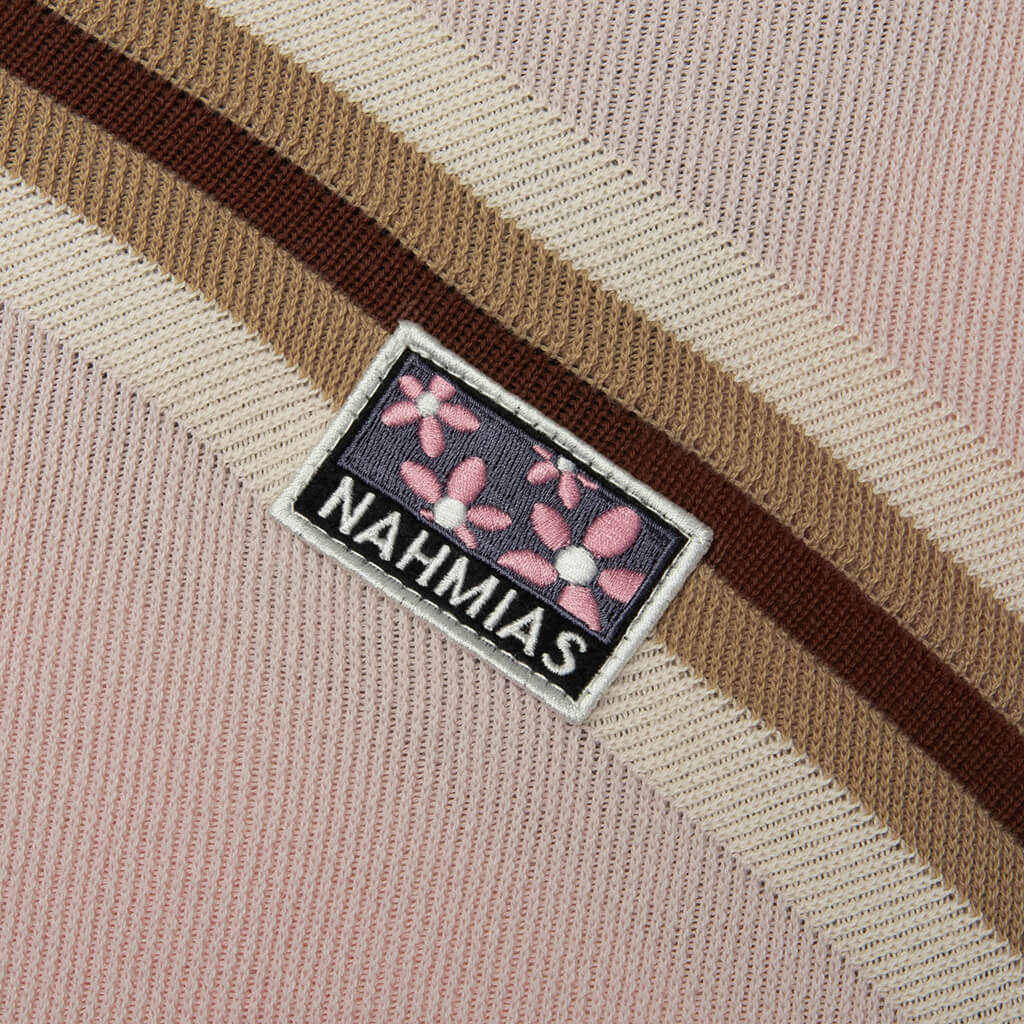 Knit Striped Polo - Soft Pink Stripe - Image 4