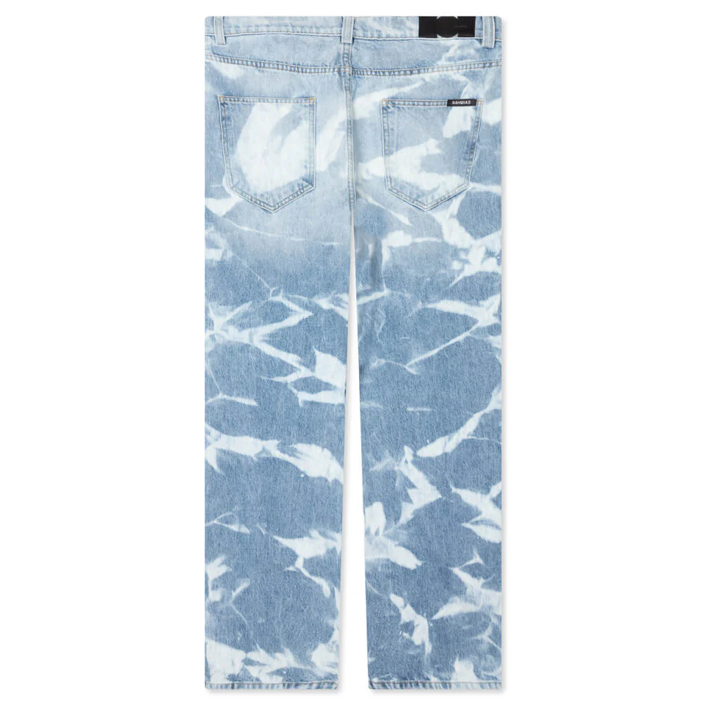 Patterned Bleach Baggy Jeans - Light Wash - Image 2