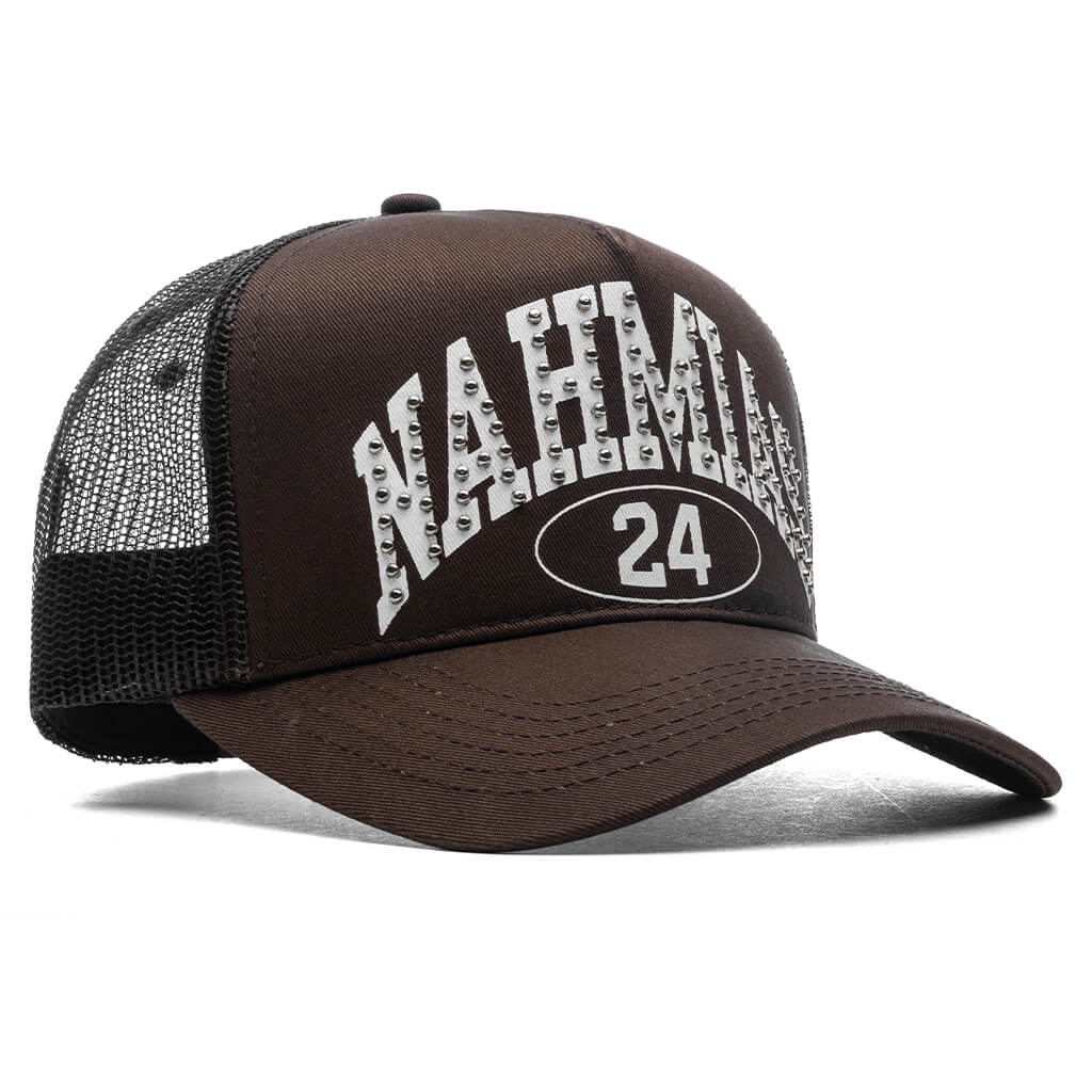 Studded Nahmias Marque Trucker Hat - Brown - Image 3