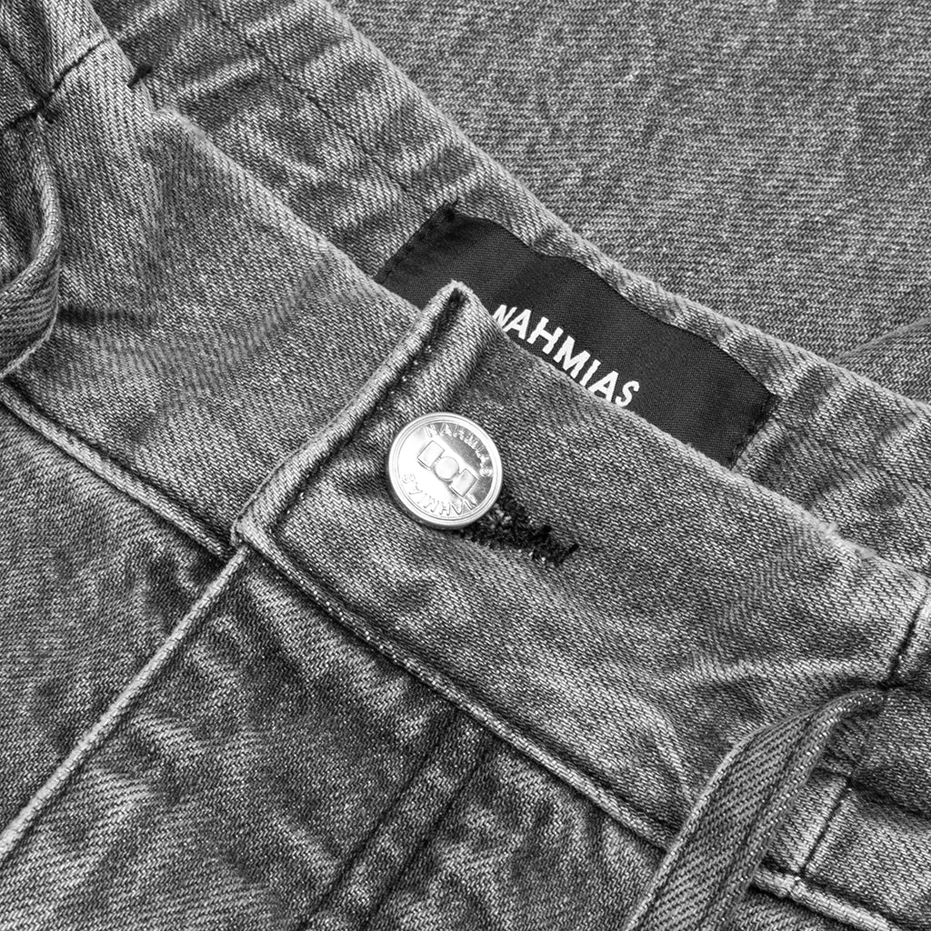 Washed Pleated Cargo Shorts - Grey Wash - Image 3