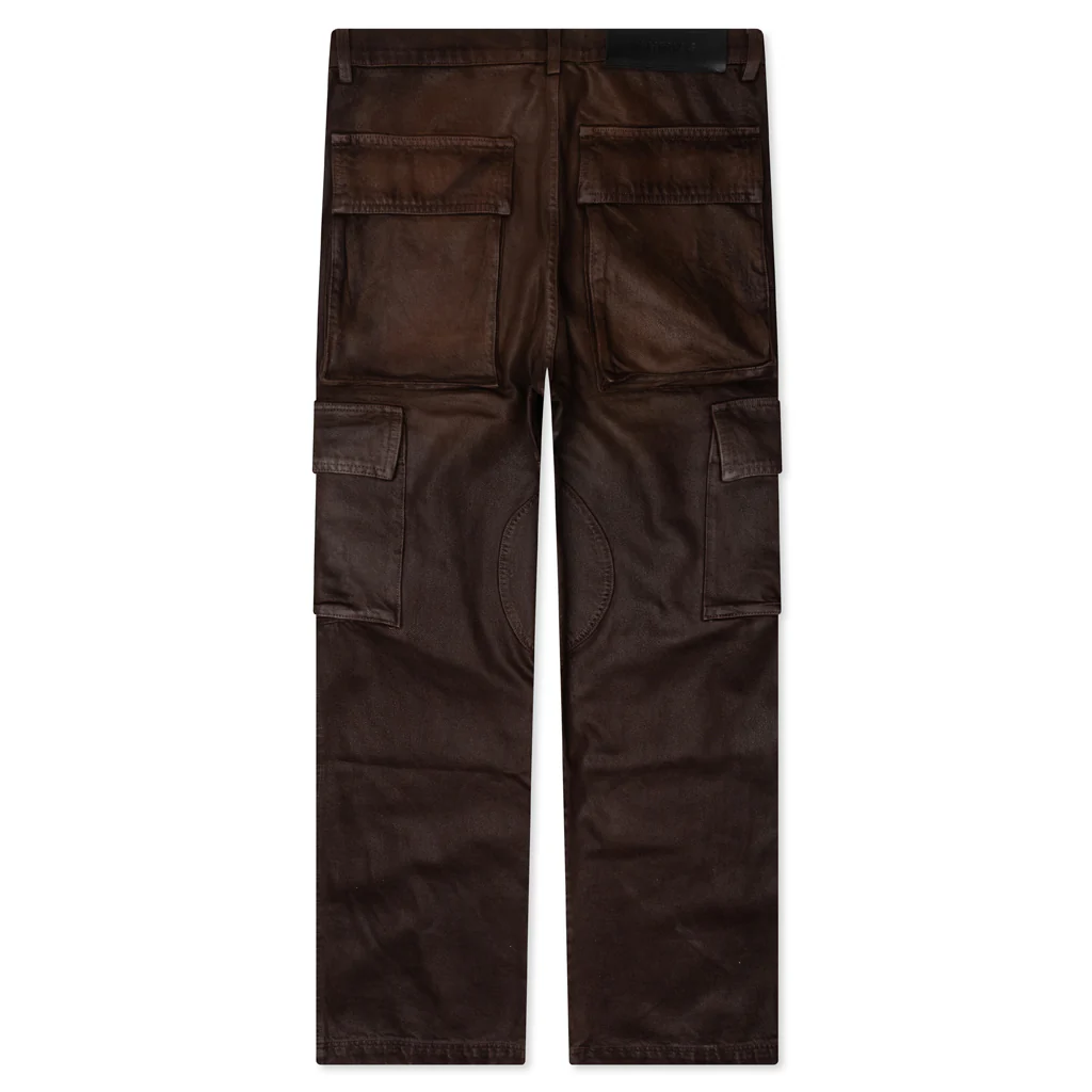Waxed Denim Logo Cargo Pant -Brown Wash - Image 2