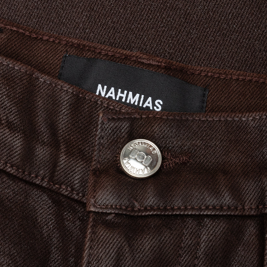 Waxed Denim Logo Cargo Pant -Brown Wash - Image 3