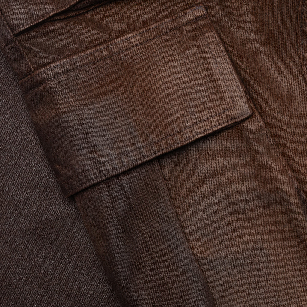 Waxed Denim Logo Cargo Pant -Brown Wash - Image 4