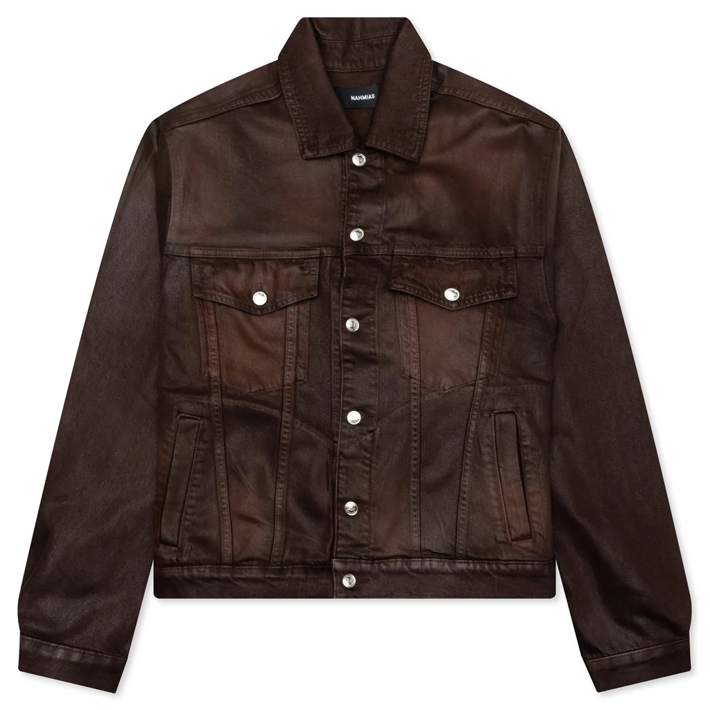 Waxed Denim Trucker Jacket - Brown Wash