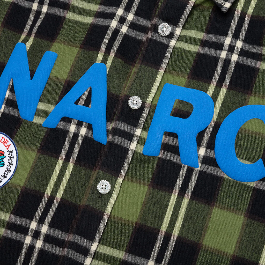 NARC Flannel Shirt - Green - Image 4