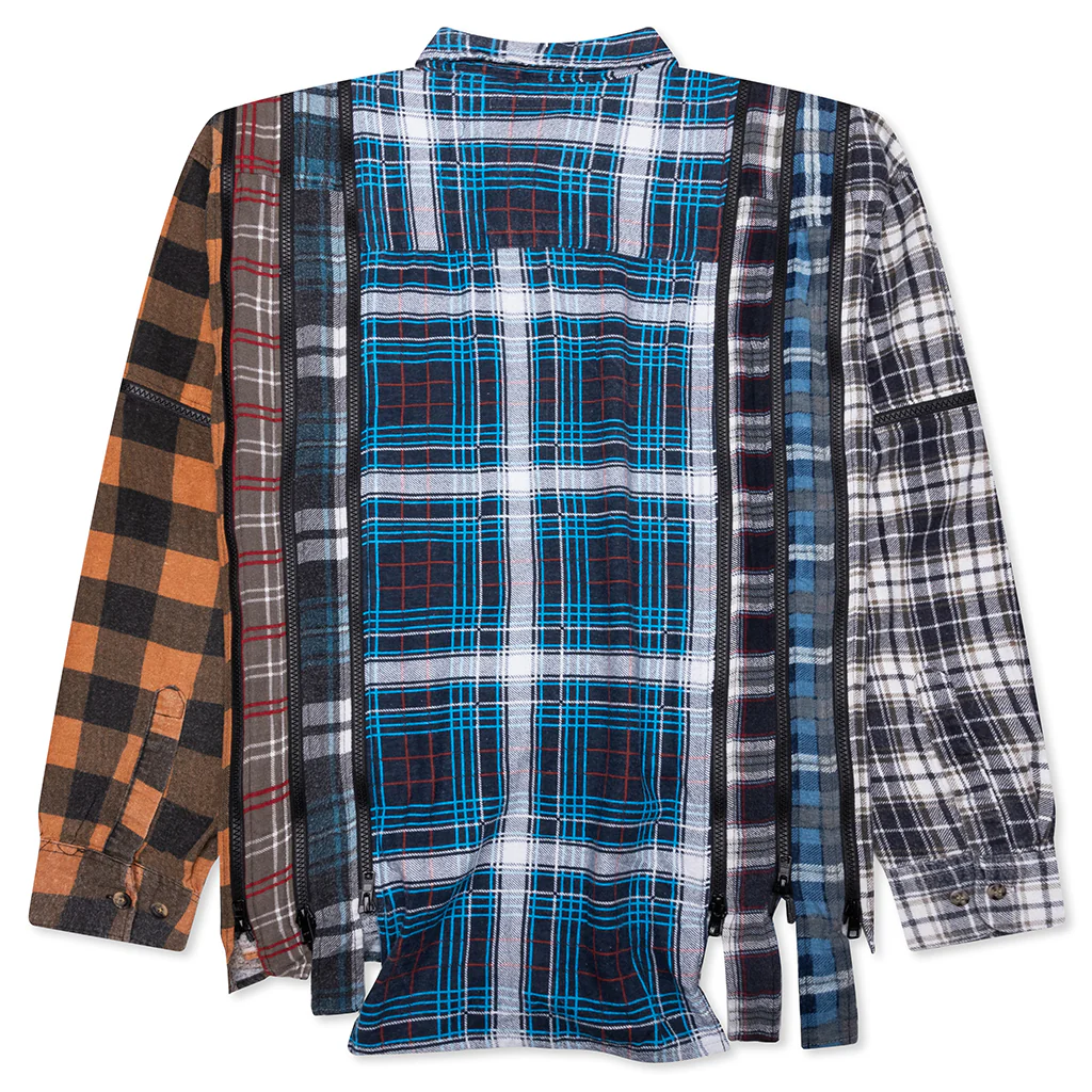 7 Cuts Zipped Wide Flannel Shirt - Assorted - Image 2