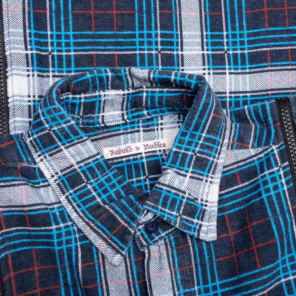 7 Cuts Zipped Wide Flannel Shirt - Assorted - Image 3