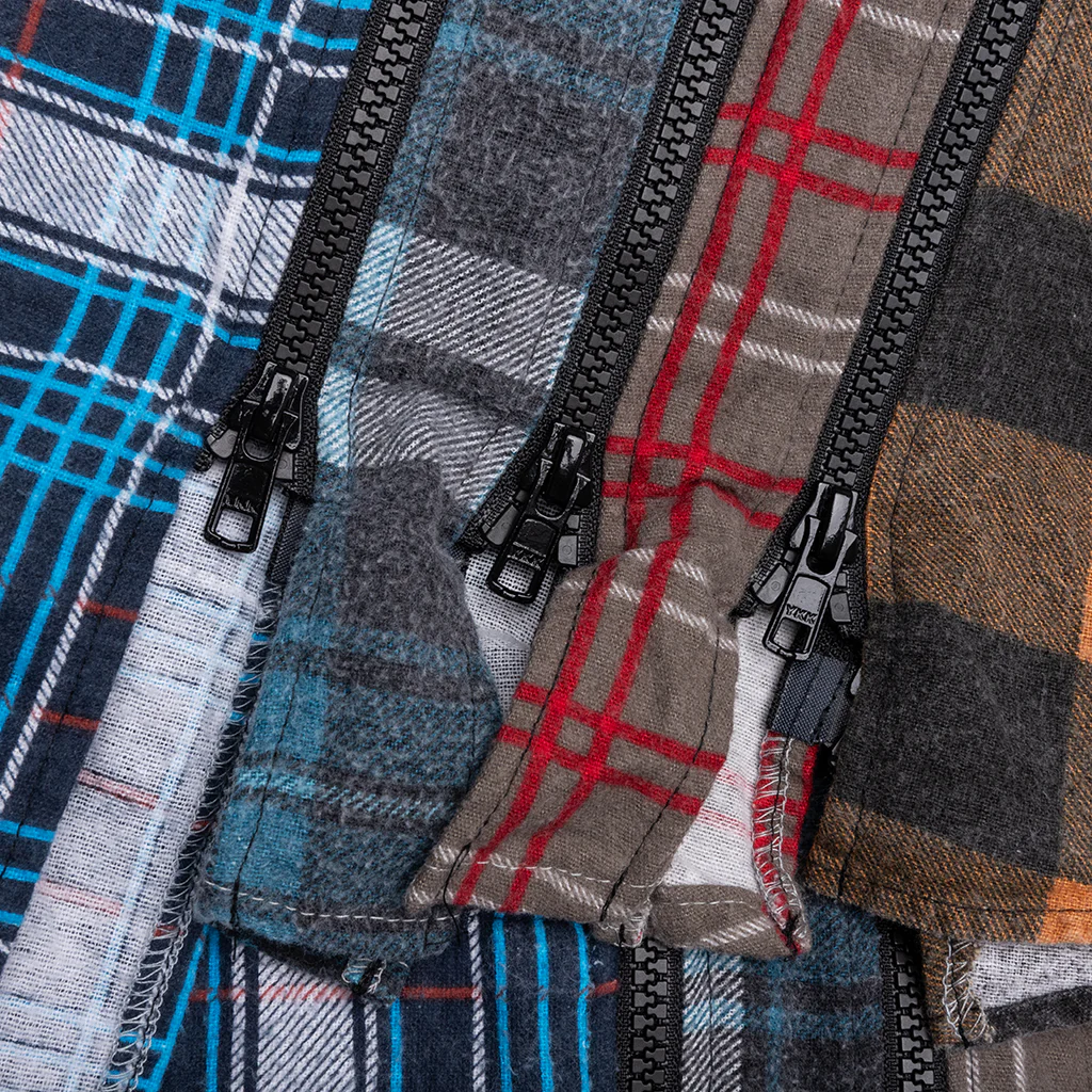 7 Cuts Zipped Wide Flannel Shirt - Assorted - Image 5