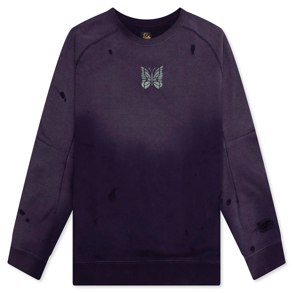Cotton French Terry Deconstructed Sweatshirt - Purple