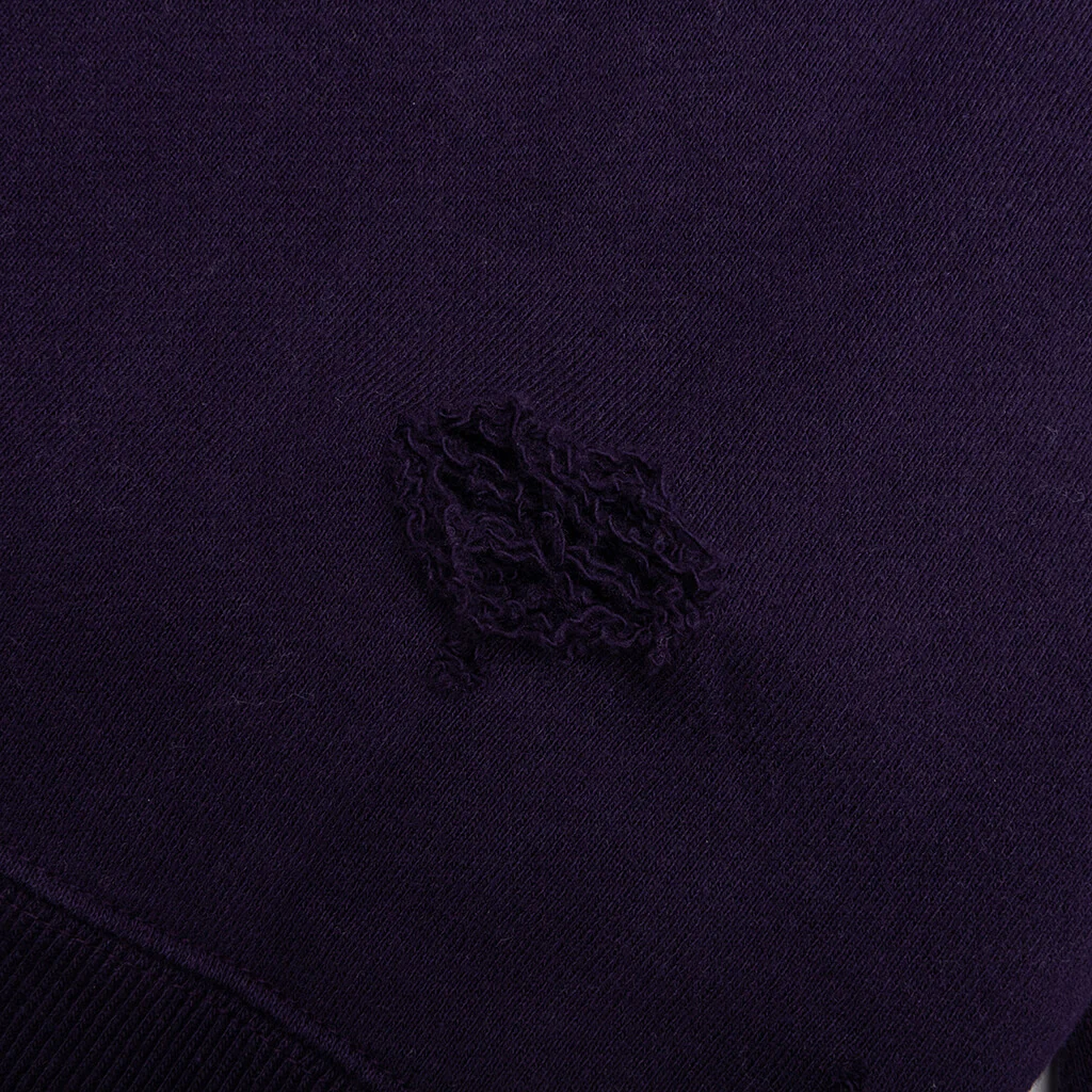 Cotton French Terry Deconstructed Sweatshirt - Purple - Image 4
