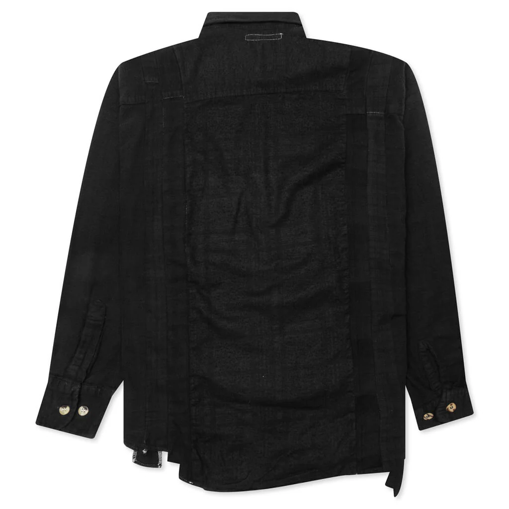 Flannel Shirt 7 Cuts Shirt Over Dye - Black - Image 2