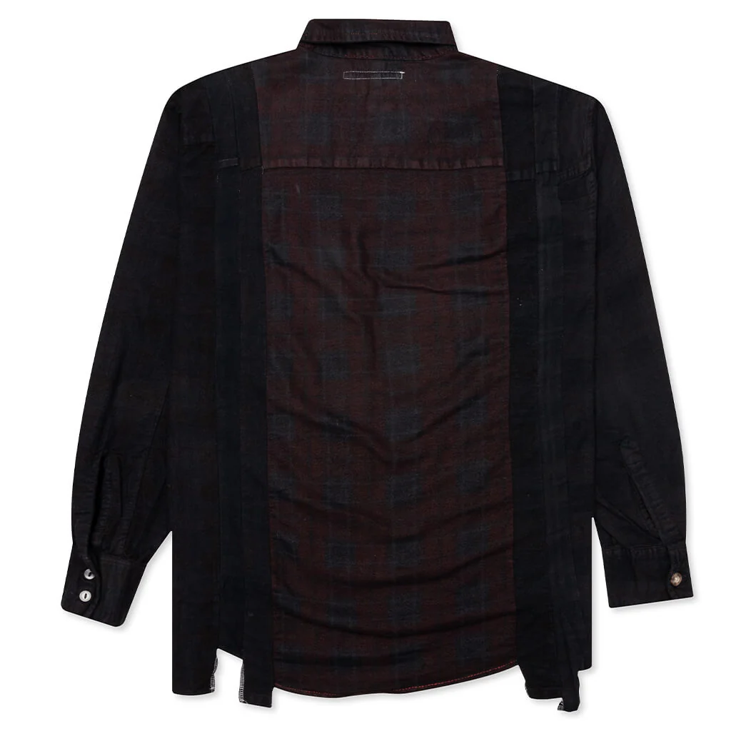 Flannel Shirt 7 Cuts Shirt Over Dye - Black - Image 2