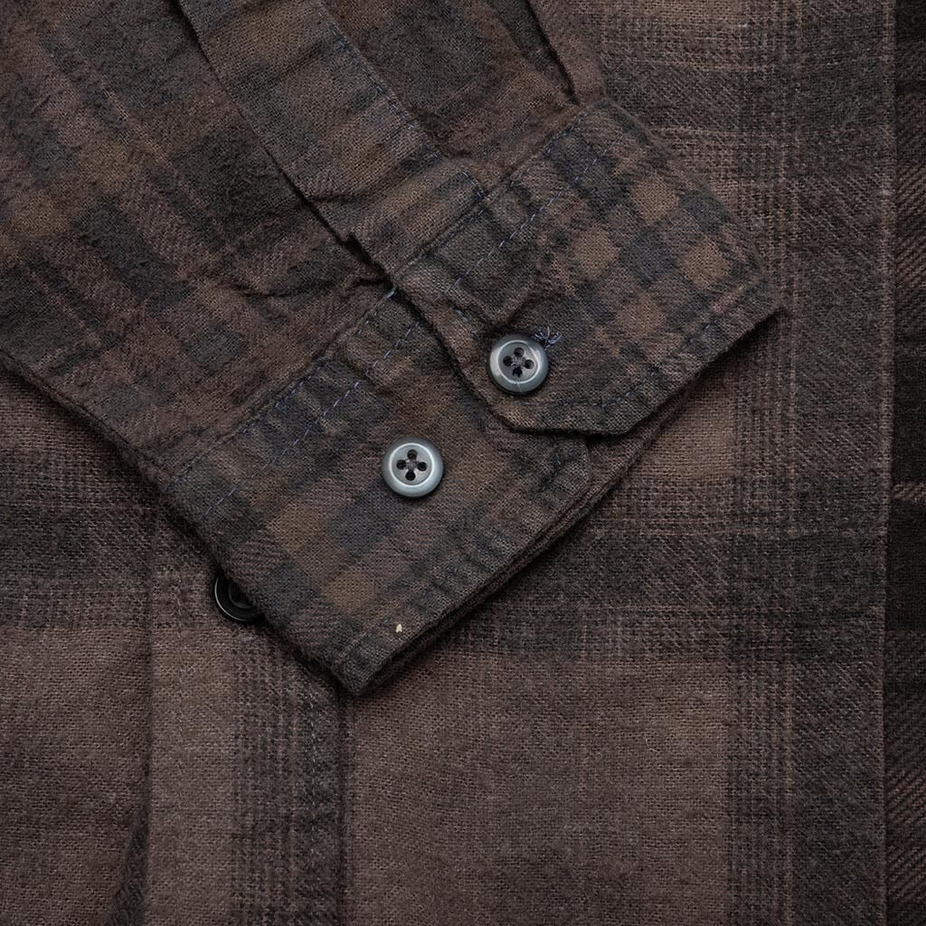 Flannel Shirt 7 Cuts Shirt Over Dye - Brown - Image 4