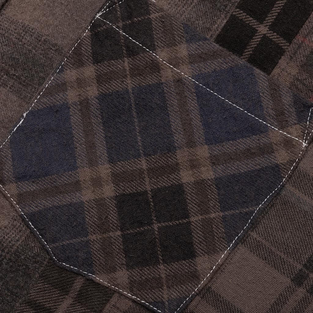 Flannel Shirt 7 Cuts Shirt Over Dye - Brown - Image 5