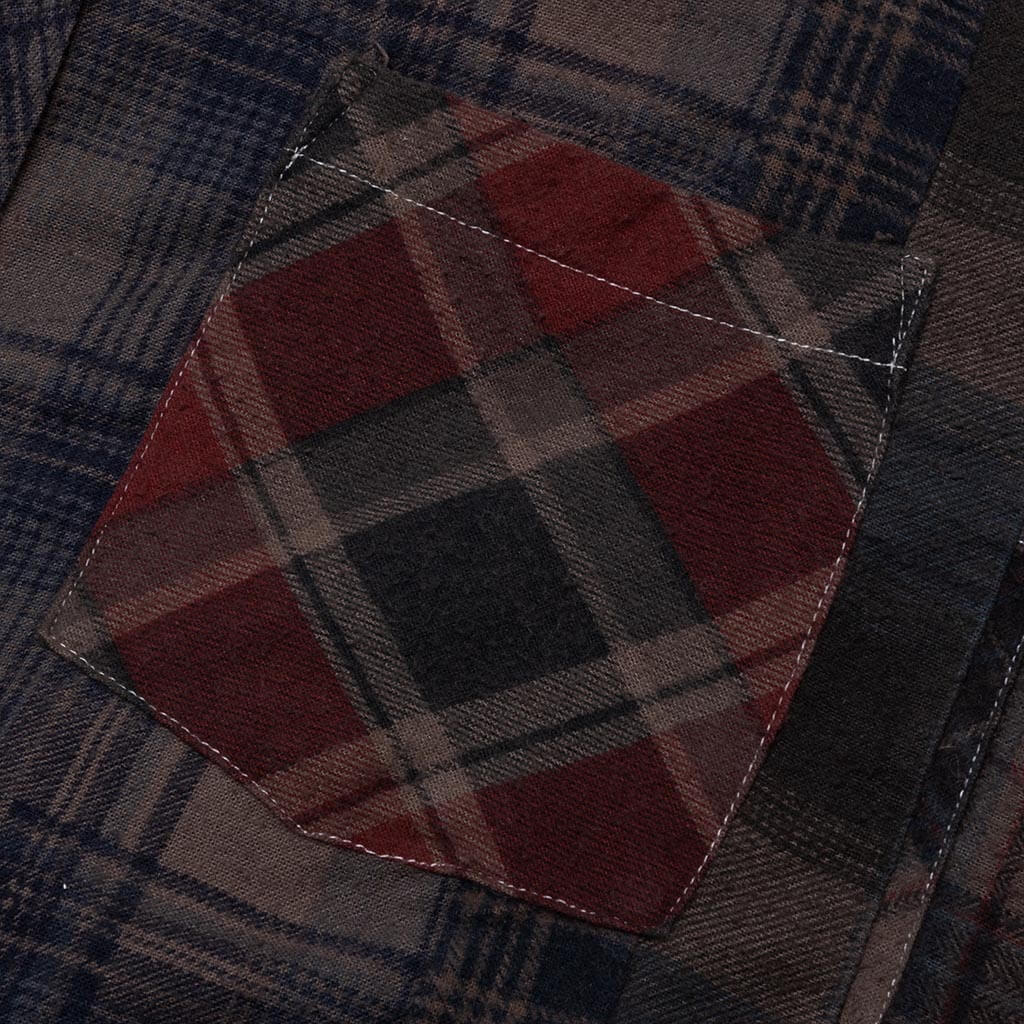 Flannel Shirt 7 Cuts Shirt Over Dye - Brown - Image 4