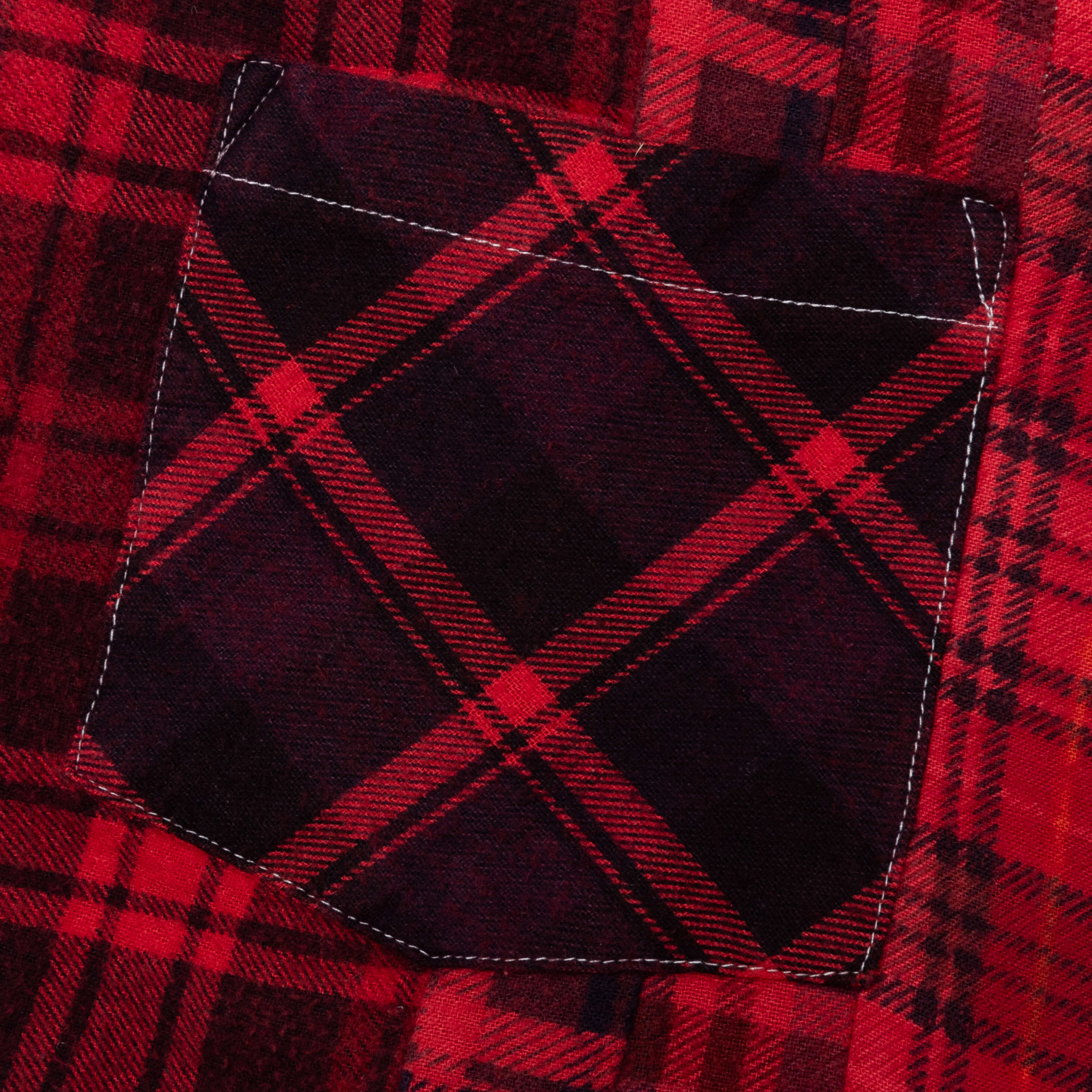 Flannel Shirt 7 Cuts Shirt Over Dye - Red - Image 4