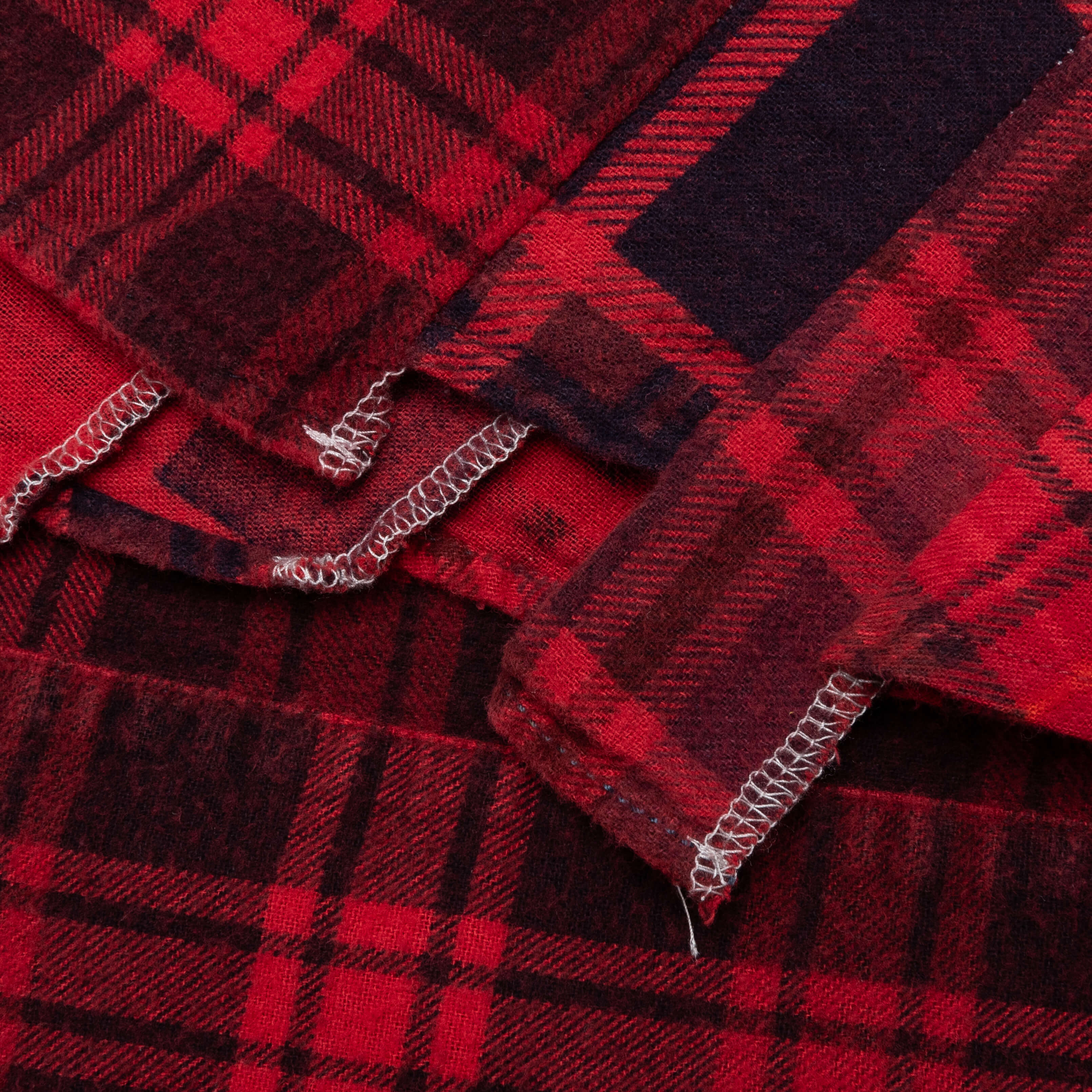 Flannel Shirt 7 Cuts Shirt Over Dye - Red - Image 6