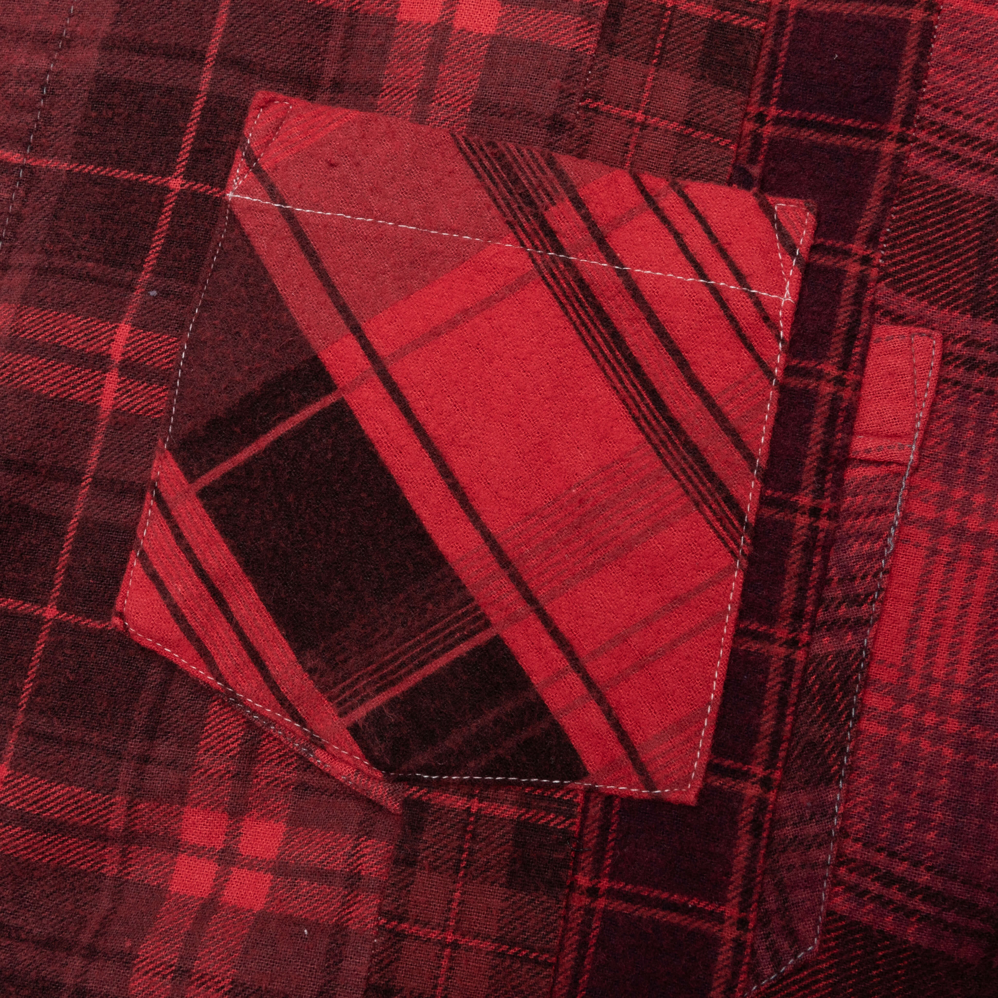 Flannel Shirt 7 Cuts Shirt Over Dye - Red - Image 4