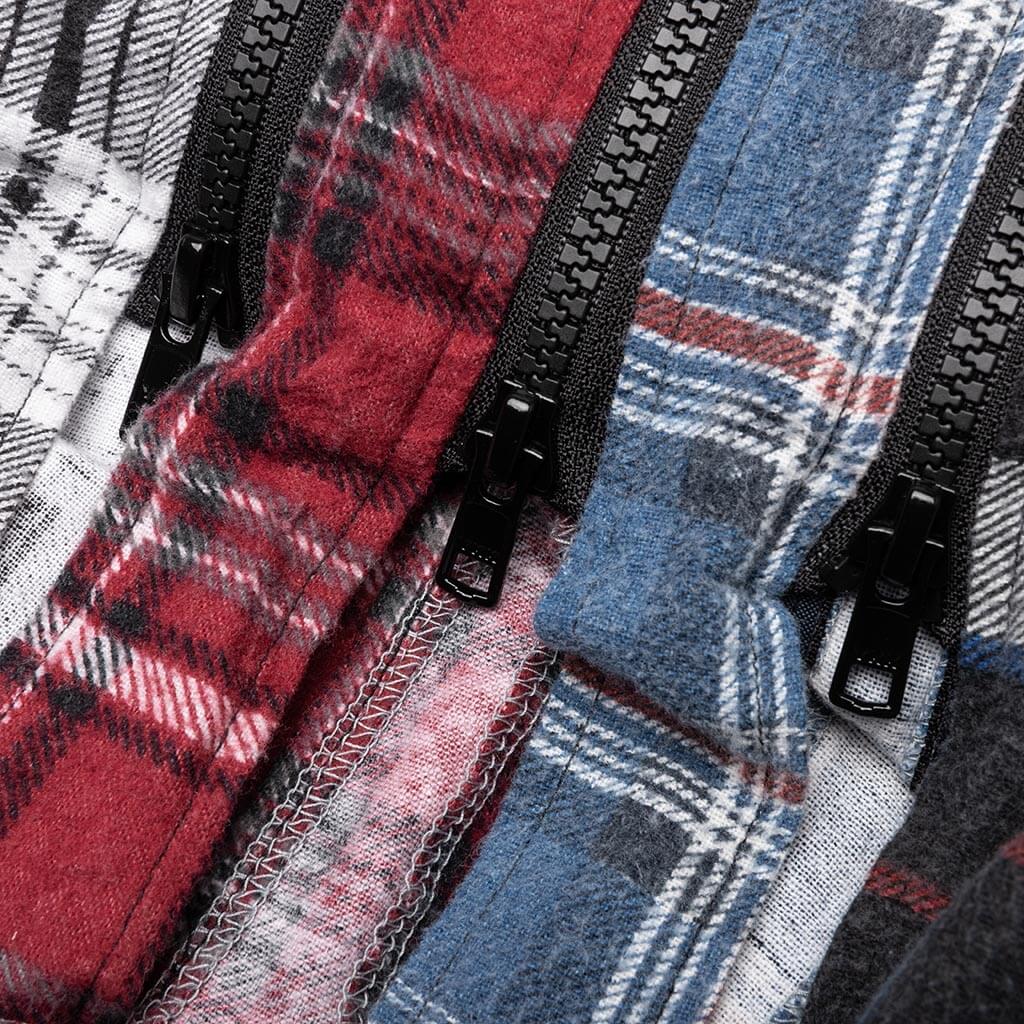 Flannel Shirt 7 Cuts Zipped Wide Shirt - Assorted - Image 4