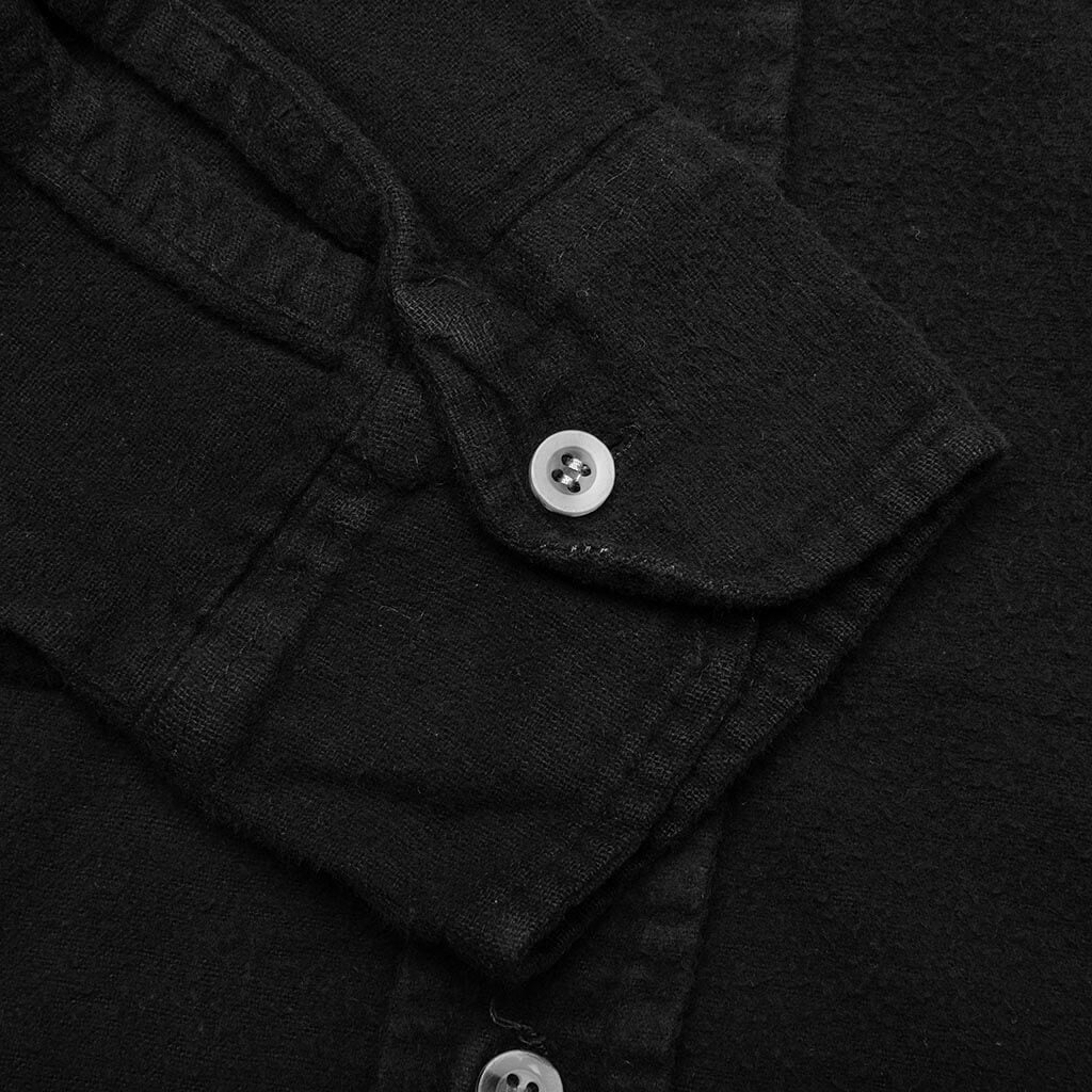 Flannel Shirt 7 Cuts Zipped Wide Shirt Over Dye - Black - Image 5