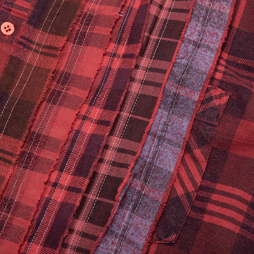 Over Dyed Ribbon Shirt - Red - Image 4