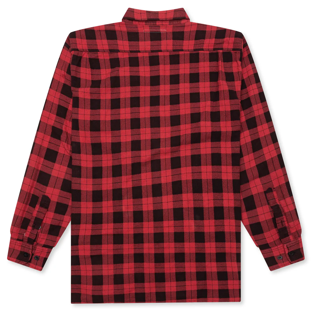 Over Dyed Ribbon Shirt - Red - Image 2