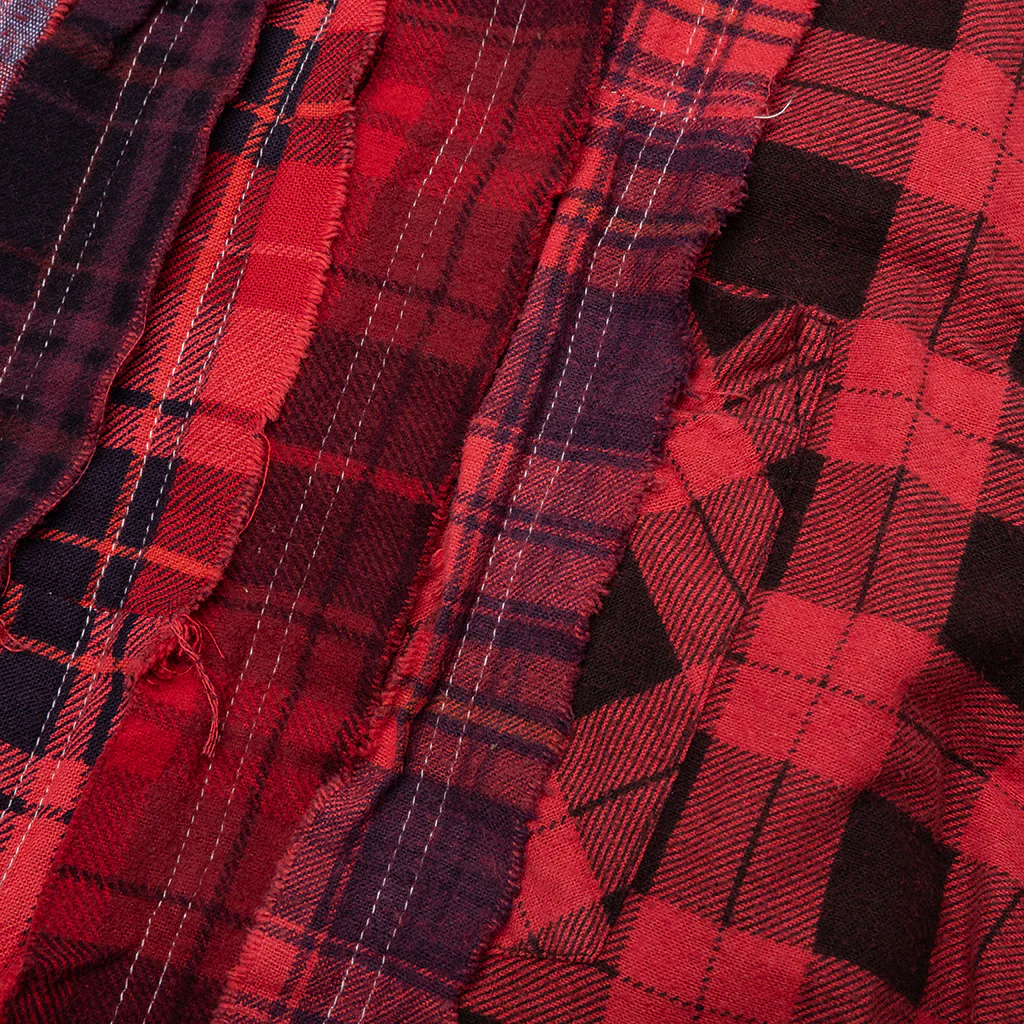 Over Dyed Ribbon Shirt - Red - Image 4