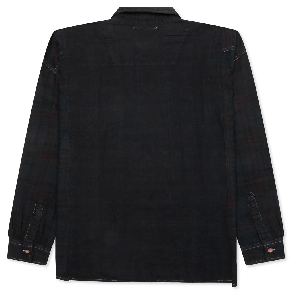 Over Dyed Ribbon Wide Shirt - Black - Image 2